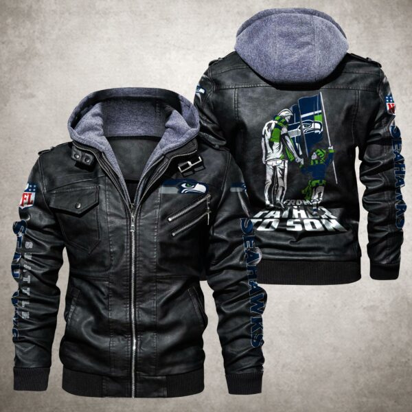 NFL Seattle Seahawks Leather Jacket From Father And Son