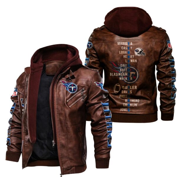 NFL Tennessee Titans Leather Jacket Brown 1