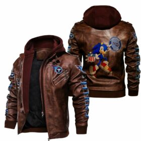 NFL Tennessee Titans Leather Jacket Sonic 3D Brown