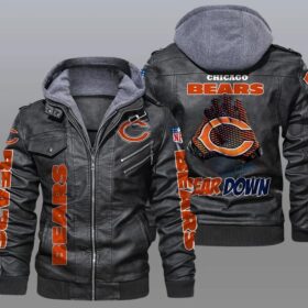 NFL leather jacket Chicago bears bear down For Fan