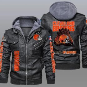 NFL leather jacket Cleveland browns hardland of america