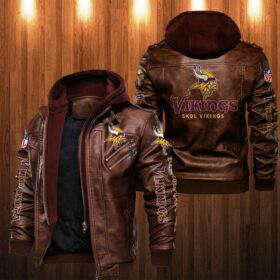 NFl Minnesota Vikings Skol Vikings Brown football Leather Jacket