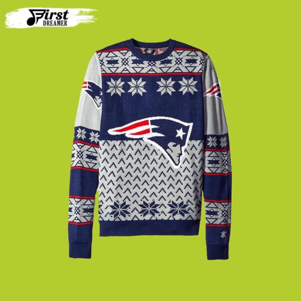 Navy And Grey New England Patriots nfl Ugly Christmas Sweater custom
