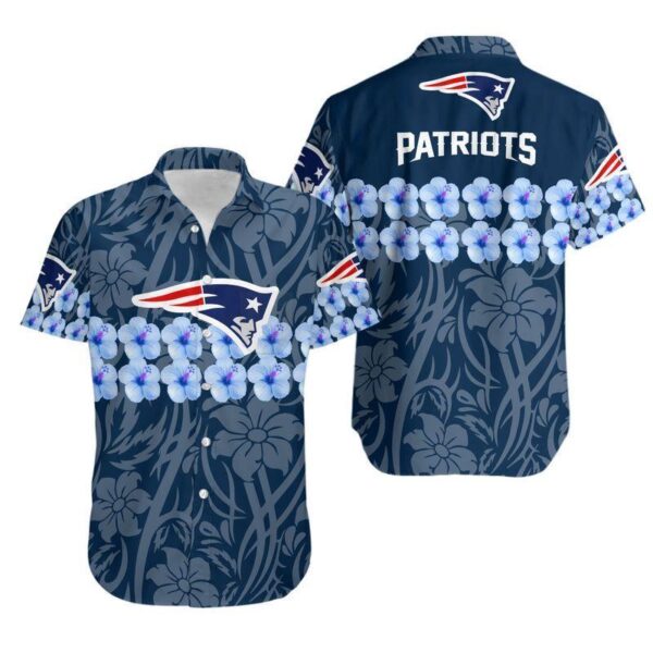 New England Patriots Flower and Logo Hawaiian Shirt FOr Fans