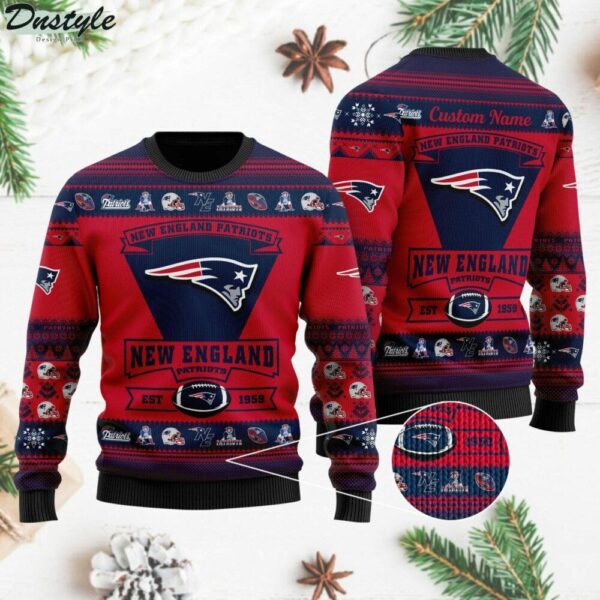 New England Patriots Football Team Logo Personalized Ugly Christmas Sweater
