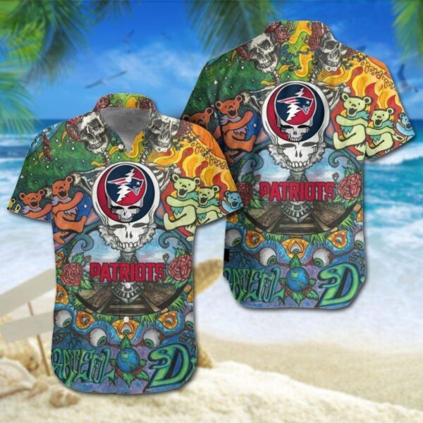 New England Patriots Grateful Dead NFL Hawaiian Shirt For Fans