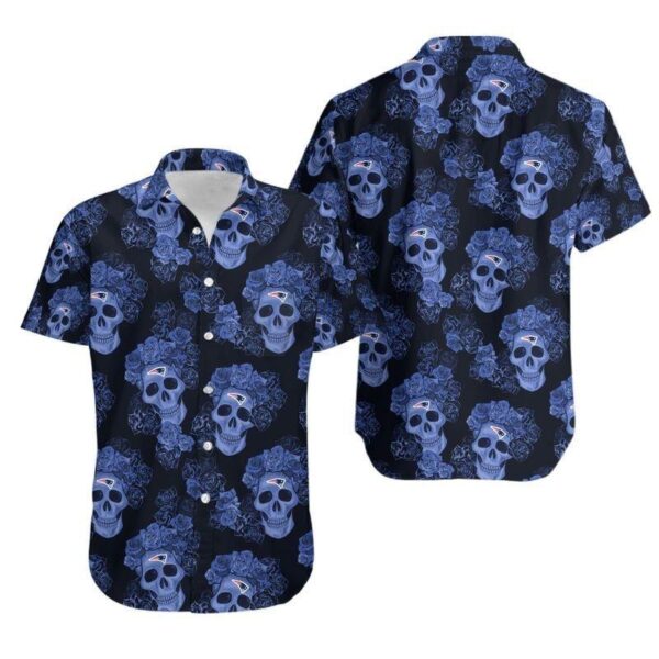 New England Patriots Mystery Skull And Flower Hawaiian Shirt For Fans