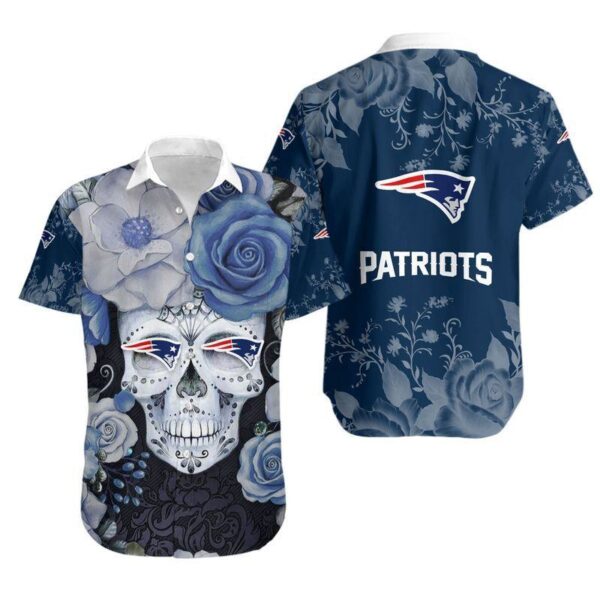 New England Patriots Skull NFL Hawaiian Shirt For Fans 04