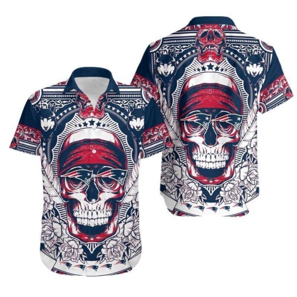 New England Patriots Skull NFL Hawaiian Shirt For Fans