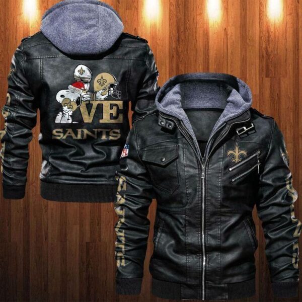 New Orleans Saints Snoopy Love Leather Jacket custom For Fan