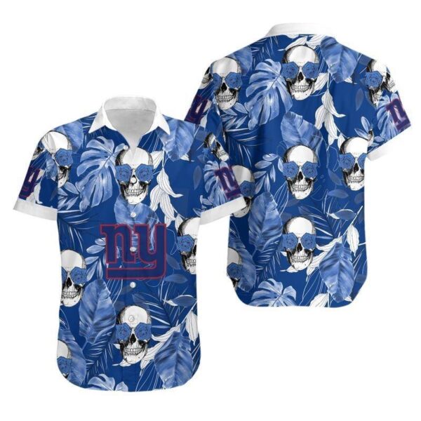 New York Giants Coconut Leaves And Skulls Hawaiian Shirt For Fans