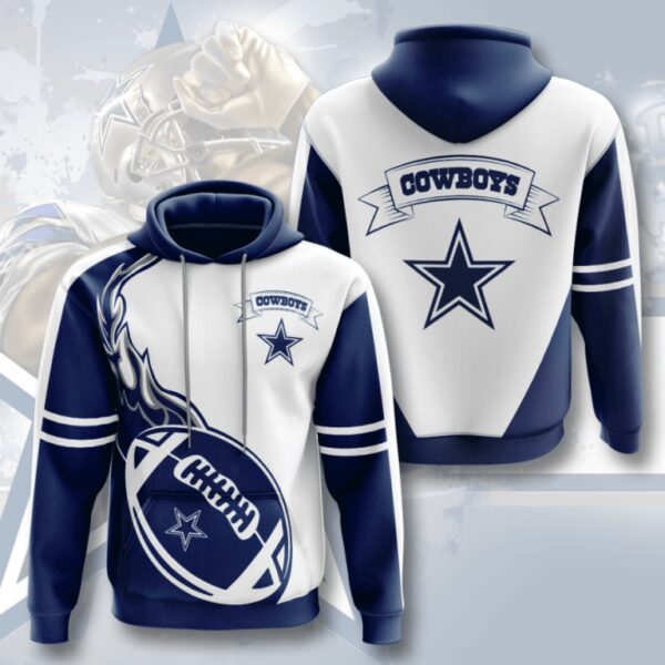 Nfl Dallas Cowboys blue white full 3d Hoodie for fans