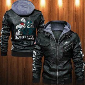 Philadelphia Eagles nfl Snoopy Love Leather Jacket custom For Fan