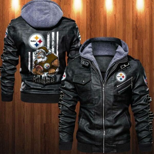 Pittsburgh Steelers nfl Angry Santa Claus Leather Jacket custom for fan