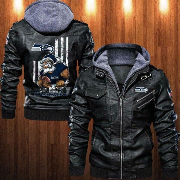 Seattle Seahawks nfl Angry Santa Claus Leather Jacket custom for fan