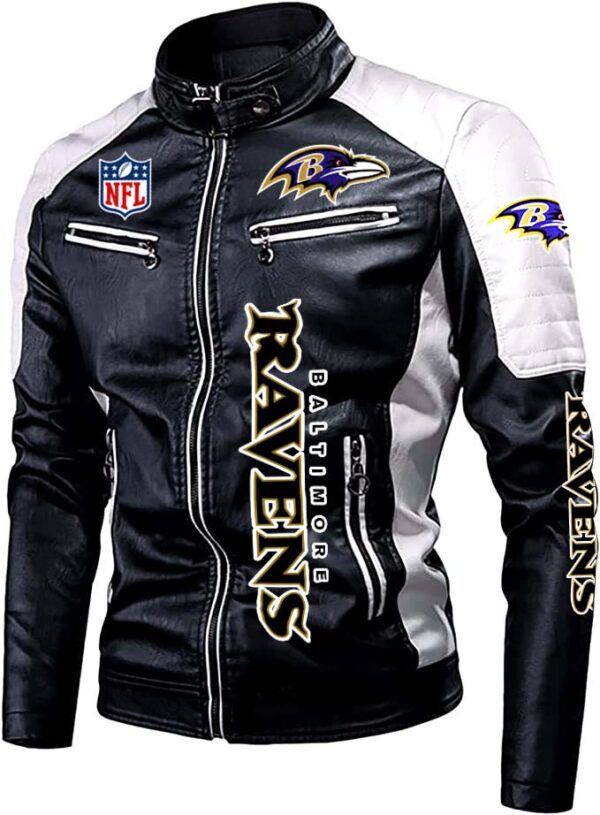 nfl Baltimore Ravens classic biker leather jacket custom for fan