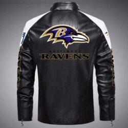 nfl Baltimore Ravens classic biker leather jacket custom for fan