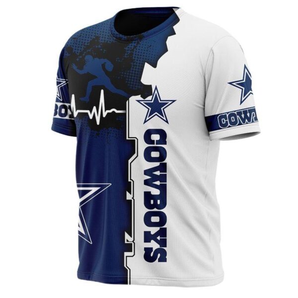 nfl Dallas Cowboys graphic heart ECG line football 3d T shirt custom fan