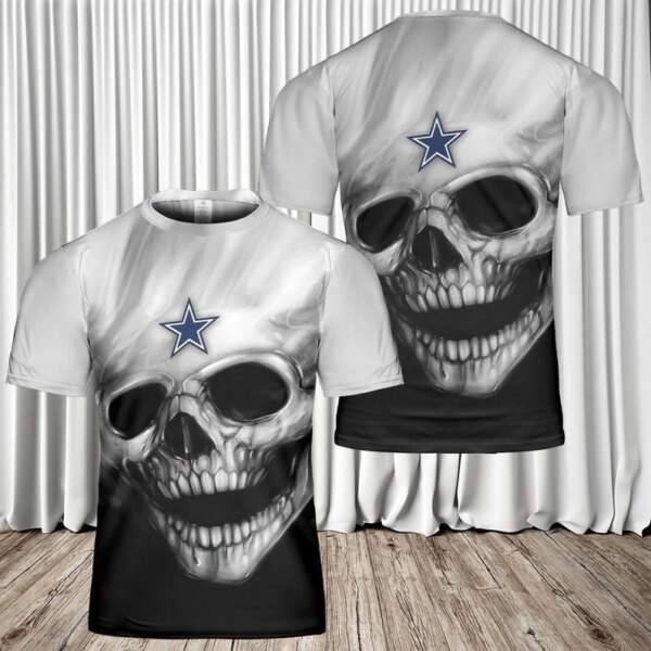 nfl Dallas Cowboys skull football 3d t shirt custom for fans