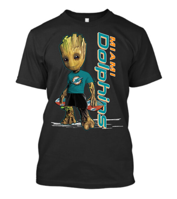 Groot and Miami Dolphins T Shirt custom for fan