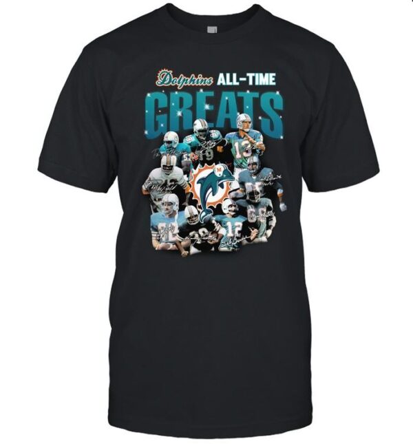 Miami Dolphins Alltime Greats Players Signatures T Shirt cusstom for fan