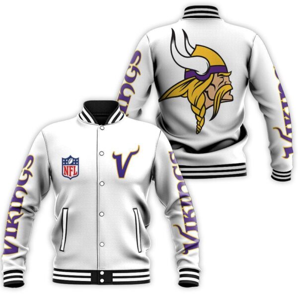 Minnesota Vikings Nfl full white classic Bomber Jacket