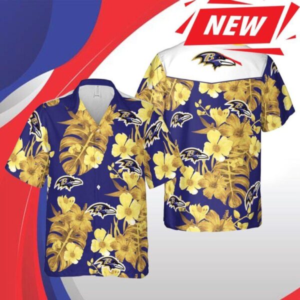 NFL Baltimore Ravens Hawaiian 3D Shirt Floral