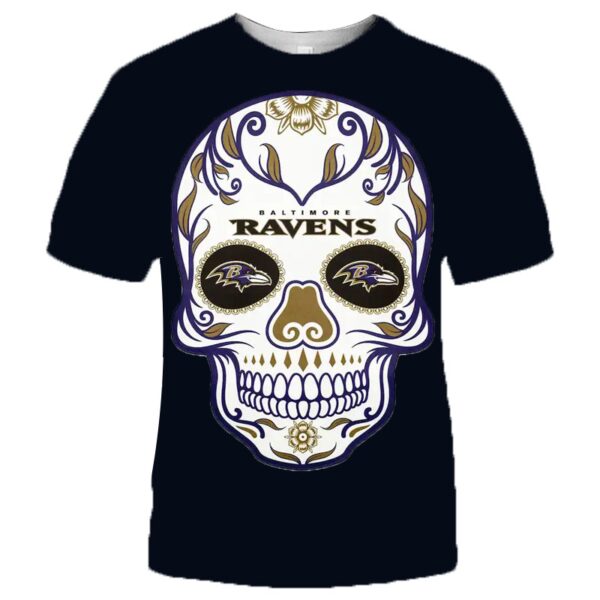 NFL Baltimore Ravens T shirt cool skull for fans