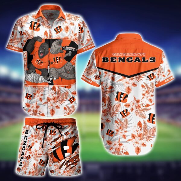 NFL Cincinnati Bengals Hawaiian Shirt Short Kingkong Godzilla