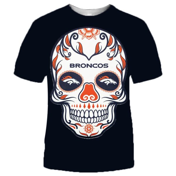 NFL Denver Broncos T shirt cool skull for fans