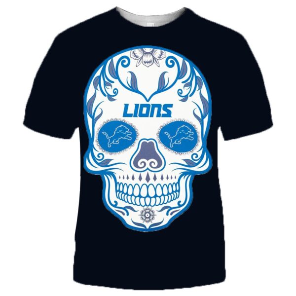 NFL Detroit Lions T shirt cool skull for fans