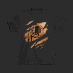 NFL Football Logo 3D Art Chest Washington Redskins Tattoo T-Shirt For Fans