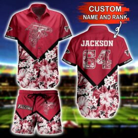 NFL Hawaiian Shirt Atlanta Falcons and Short Floral 3D Custom Name Number