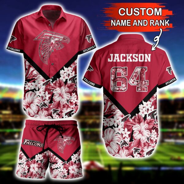 NFL Hawaiian Shirt Atlanta Falcons and Short Floral 3D Custom Name Number