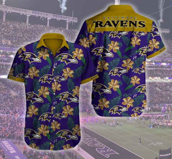 NFL Hawaiian Shirt Baltimore Ravens Logo For Fans 01