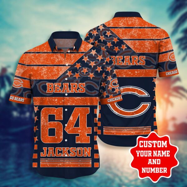 NFL Hawaiian Shirt Chicago Bears Shorts star Tshirt Custom Name Number