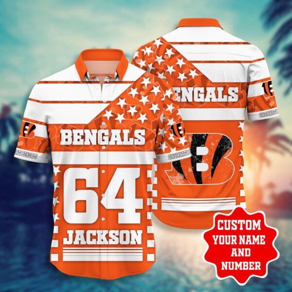 NFL Hawaiian Shirt Cincinnati Bengals Shorts Tshirt star Custom Name Number