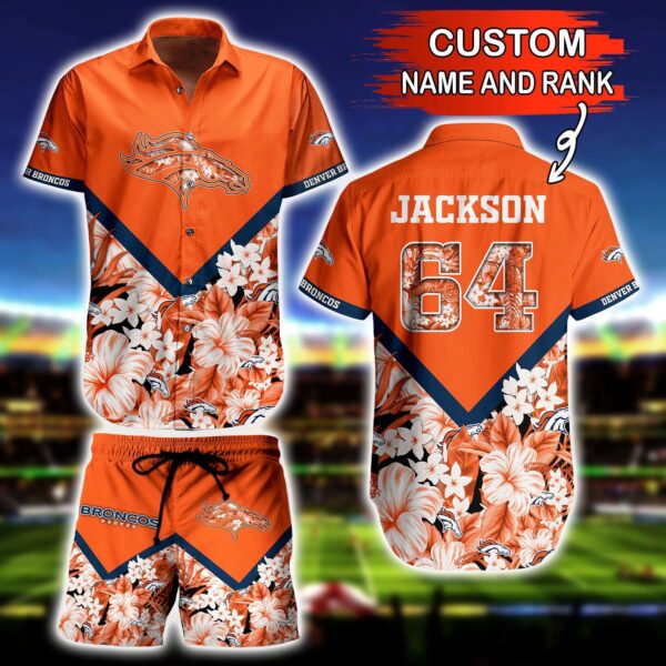 NFL Hawaiian Shirt Denver Broncos and Short Floral 3D Custom Name Number