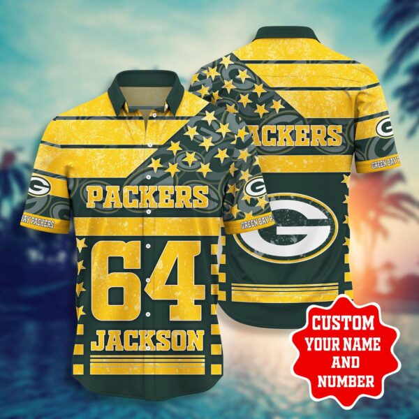 NFL Hawaiian Shirt Green Bay Packers Shorts star 3D Custom Name Number