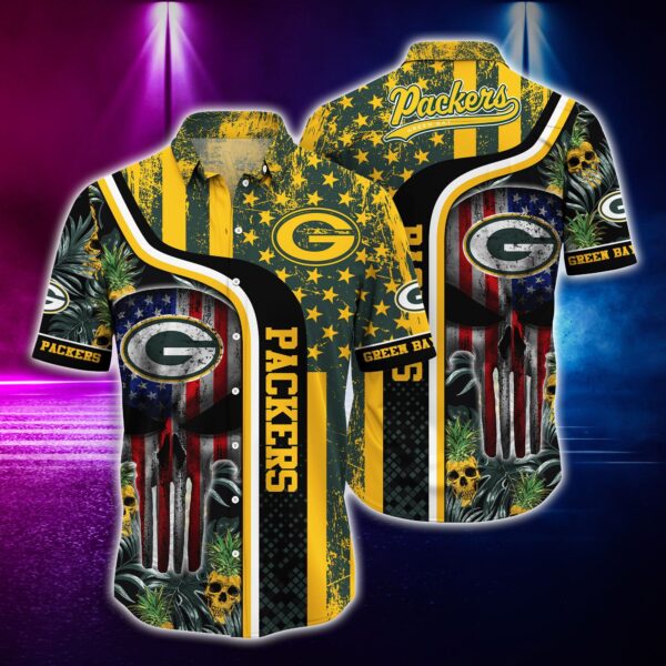 NFL Hawaiian Shirt Green Bay Packers and Tshirt skull