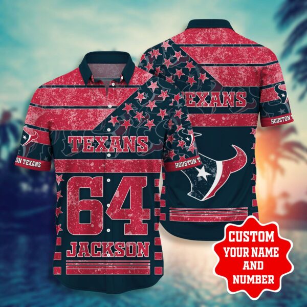 NFL Hawaiian Shirt Houston Texans Shorts star 3D Custom Name Number