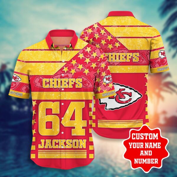 NFL Hawaiian Shirt Kansas City Chiefs Shorts star Custom Name Number