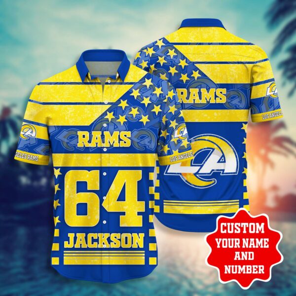 NFL Hawaiian Shirt Los Angeles Rams Shorts star 3D Custom Name Number