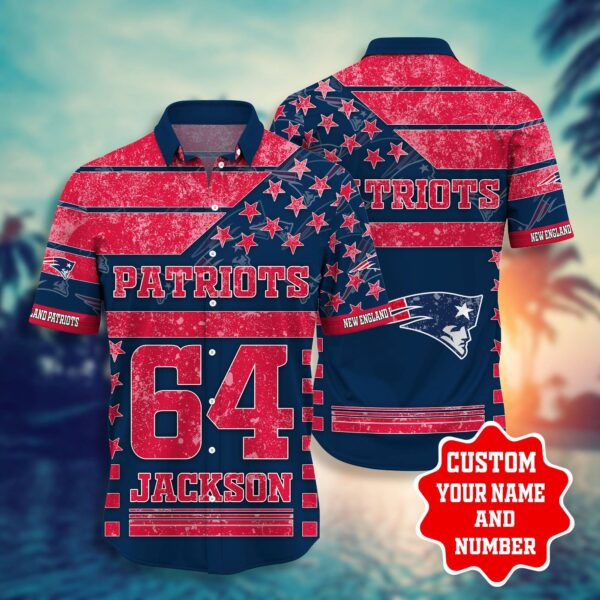 NFL Hawaiian Shirt New England Patriots Shorts star 3D Custom Name Number