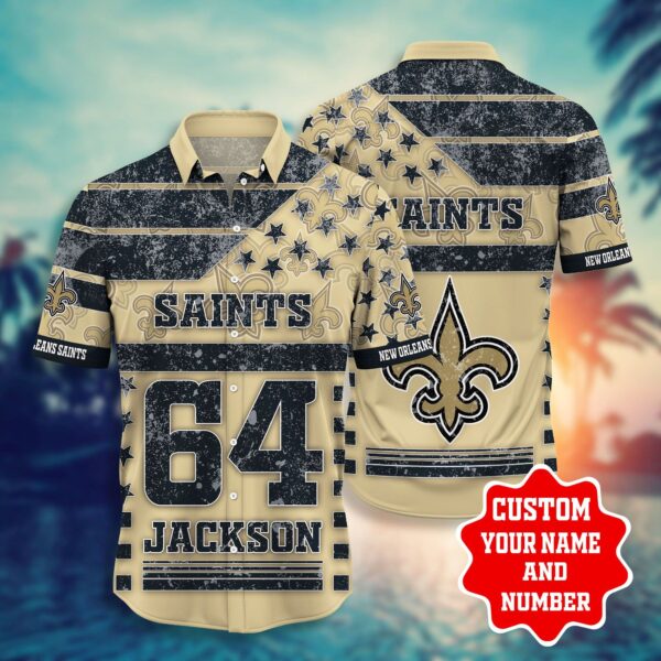 NFL Hawaiian Shirt New Orleans Saints Shorts Tshirt star Custom Name Number