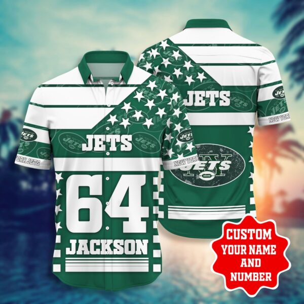 NFL Hawaiian Shirt New York Jets Shorts T shirt star Custom Name Number