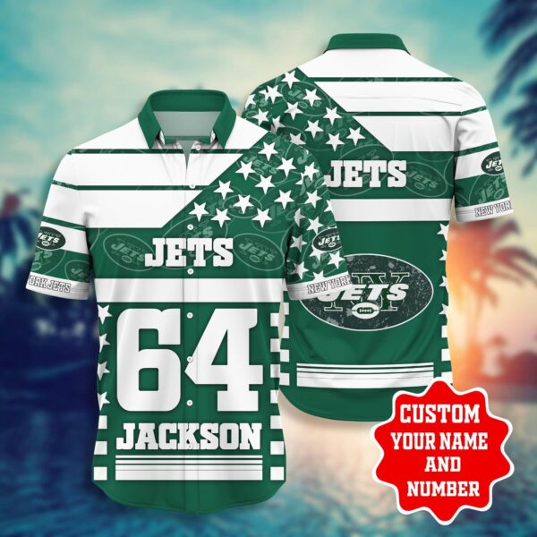 NFL Hawaiian Shirt New York Jets Shorts star Custom Name Number