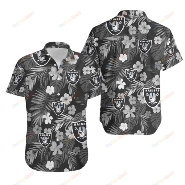 NFL Hawaiian Shirt Oakland Raiders Flower 3D For Fans 01