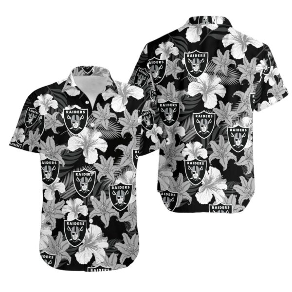 NFL Hawaiian Shirt Oakland Raiders Flower 3D For Fans