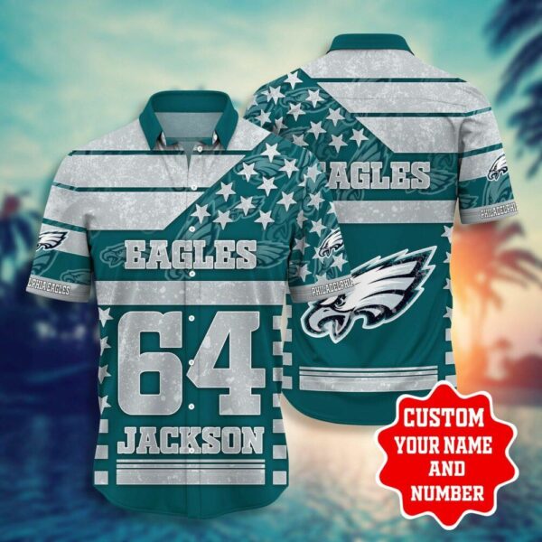 NFL Hawaiian Shirt Philadelphia Eagles Shorts T shirt star Custom Name Number